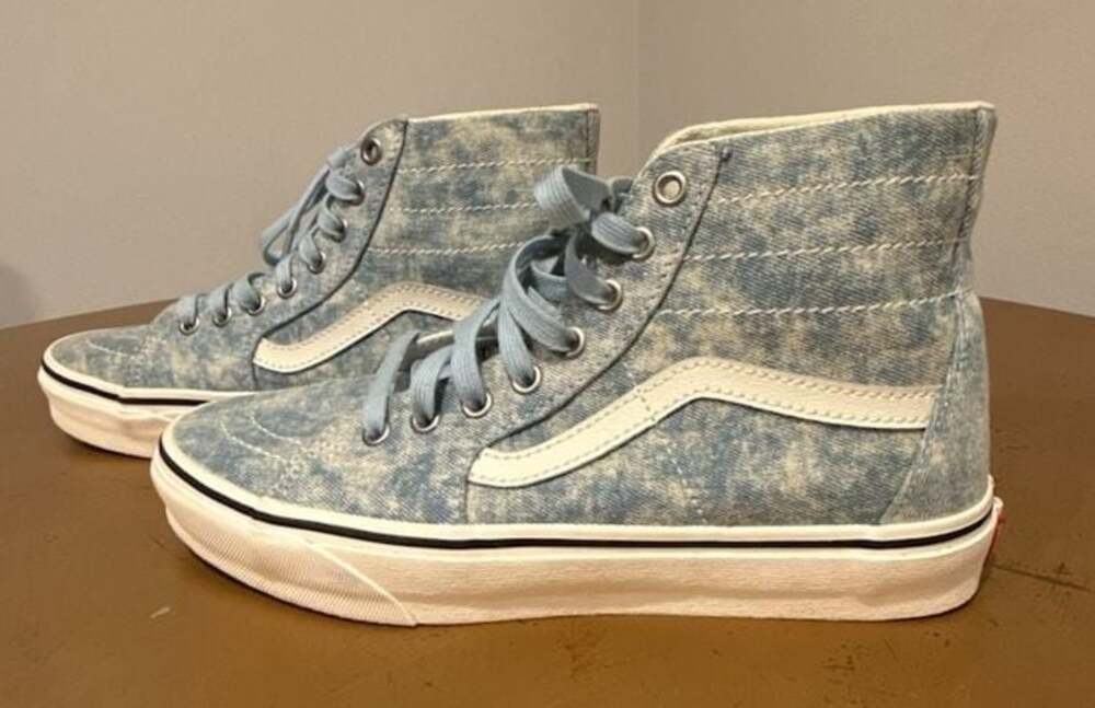 Vans Sk8-Hi Tapered Denim Destroy Winter Sky High Top Sneakers